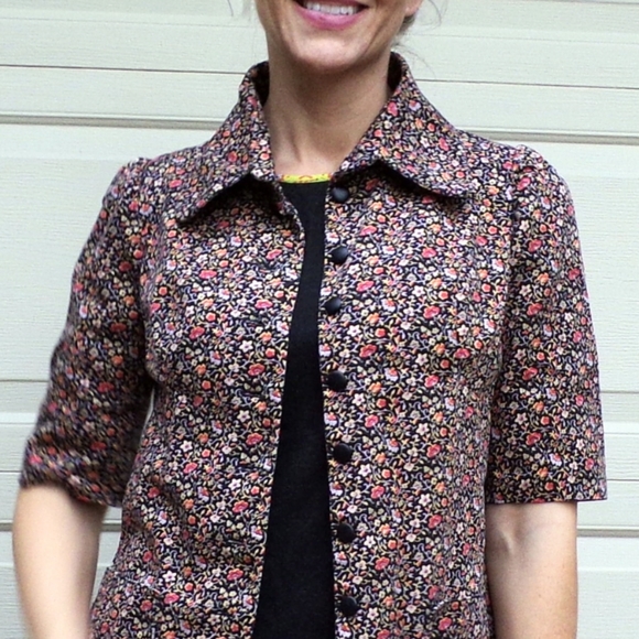 1970's does 1930's CALICO FLORAL JACKET xs s - Picture 3 of 9